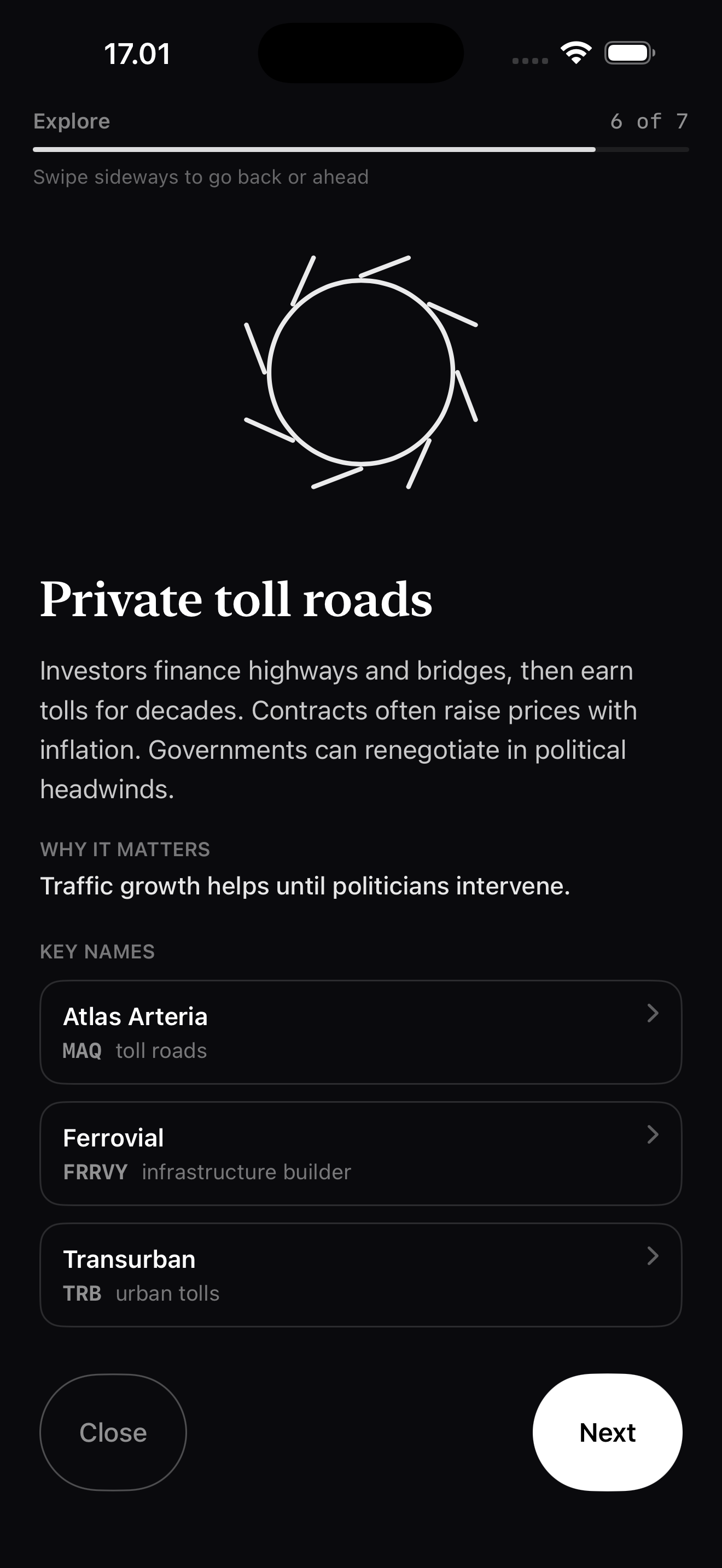 StockRead Explore feature showing daily investment theme with stock picks